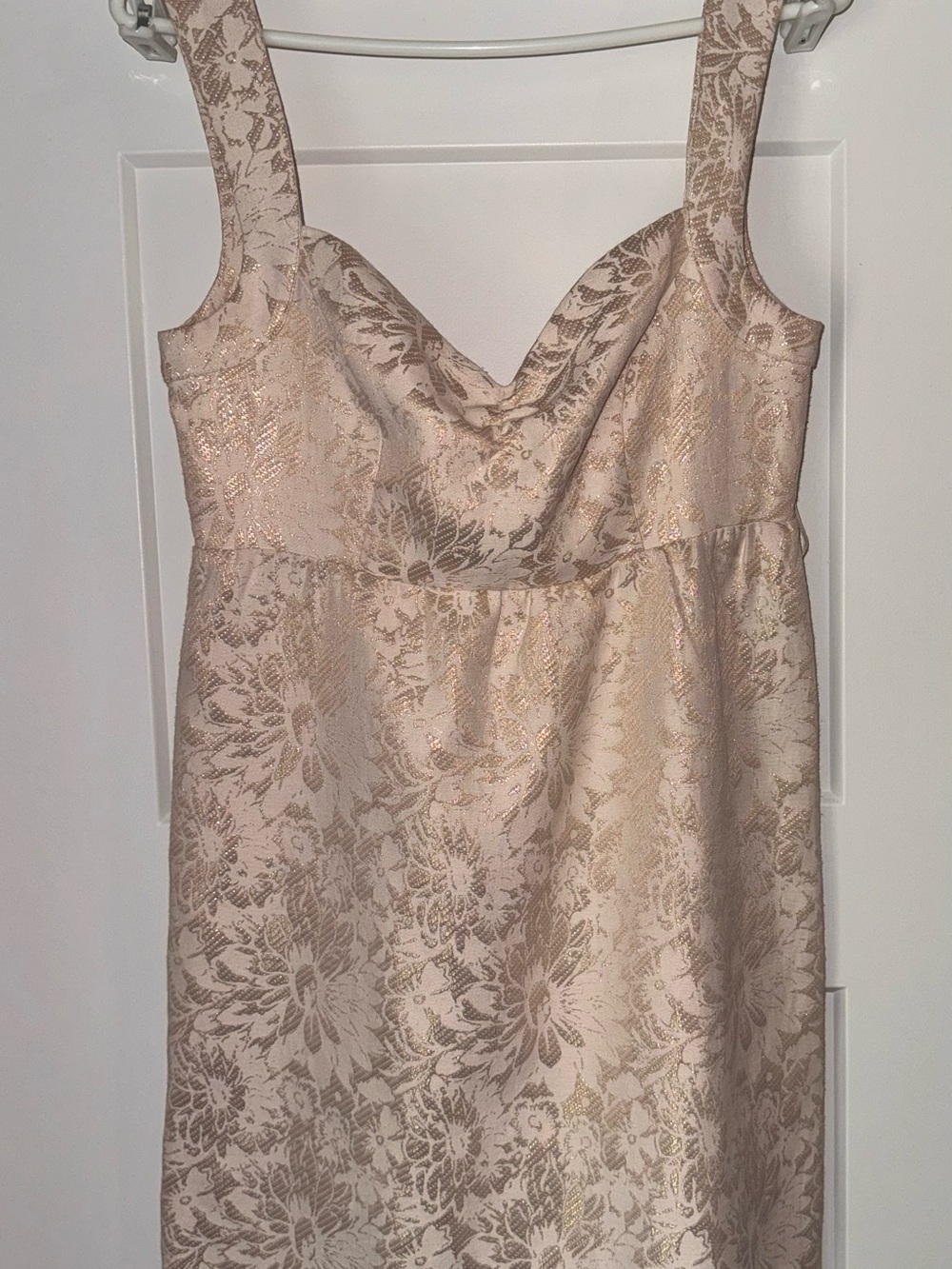 Guess Champagne Gold Floral Jacquard Dress Sleeveless Sz 6